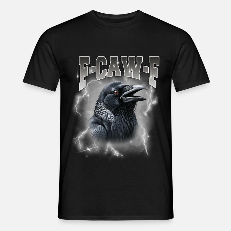 F-Caw-E Rabensturm Graphik - Männer T-Shirt - Schwarz