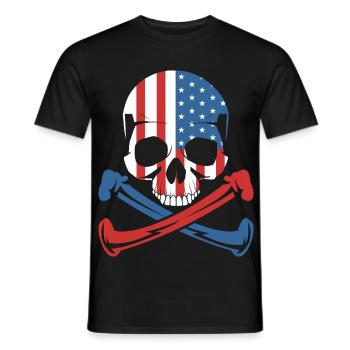 American Flag Skull Shirt - Men's T-Shirt - black - Front - AI Model Male 178 light (178cm)
