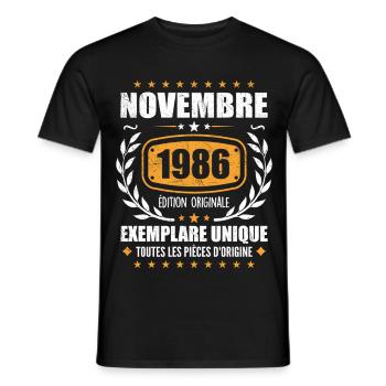November 1986 Original Edition Vintage November - Men's T-Shirt - black - Front - AI Model Male 178 light (178cm)