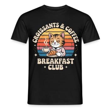 Katze Retro Kaffee Frühstück - Männer T-Shirt - Schwarz - Vorne - AI Model Male 178 light (178cm)
