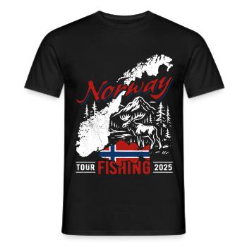 Norway Fishing Tour 2025 - Angler Gift - Men's T-Shirt - black - Front - AI Model Male 178 light (178cm)
