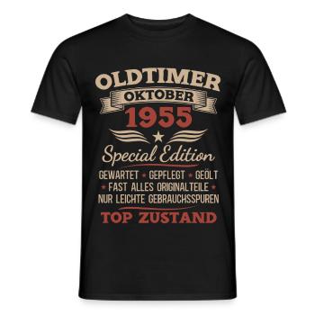 70. Geburtstag Geschenk Oldtimer Oktober 1955 - Männer T-Shirt - Schwarz - Vorne - AI Model Male 178 light (178cm)