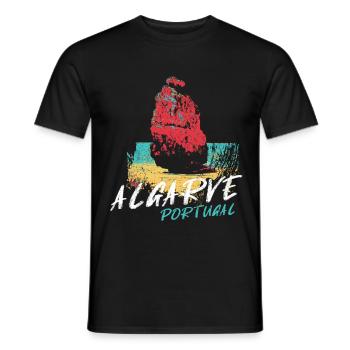 Rocher plage Algarve illustration Portugal - T-shirt homme - noir - Devant - AI Model Male 178 light (178cm)