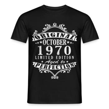 Cadeau d’anniversaire d’octobre 1970. Octobre 1970. - T-shirt homme - noir - Devant - AI Model Male 178 light (178cm)