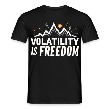 Volatility is Freedom – Bitcoin Crypto Spruch - Männer T-Shirt - Schwarz - Vorne - AI Model Male 178 light (178cm)