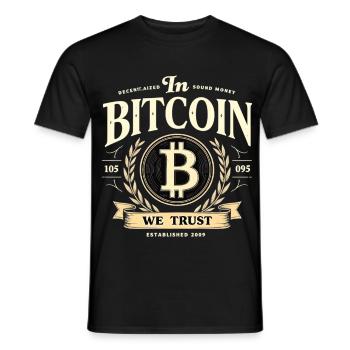 Dans Bitcoin We Trust – Crypto Vintage Btc - T-shirt homme - noir - Devant - AI Model Male 178 light (178cm)