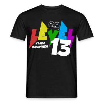 Level 13 Farbiges Gaming Motiv zum 13.Geburtstag - Männer T-Shirt - Schwarz - Vorne - AI Model Male 178 light (178cm)