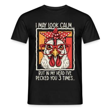 Huhn mit Brille Spruchdesign - Männer T-Shirt - Schwarz - Vorne - AI Model Male 178 light (178cm)