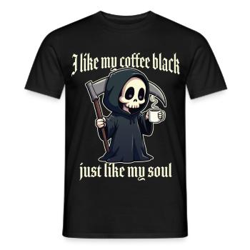 Ich mag meinen Kaffee schwarz, genau wie meine Seele - Männer T-Shirt - Schwarz - Vorne - AI Model Male 178 light (178cm)