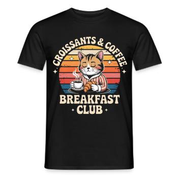 Cat Brunch Retro Café - Men's T-Shirt - black - Front - AI Model Male 178 light (178cm)