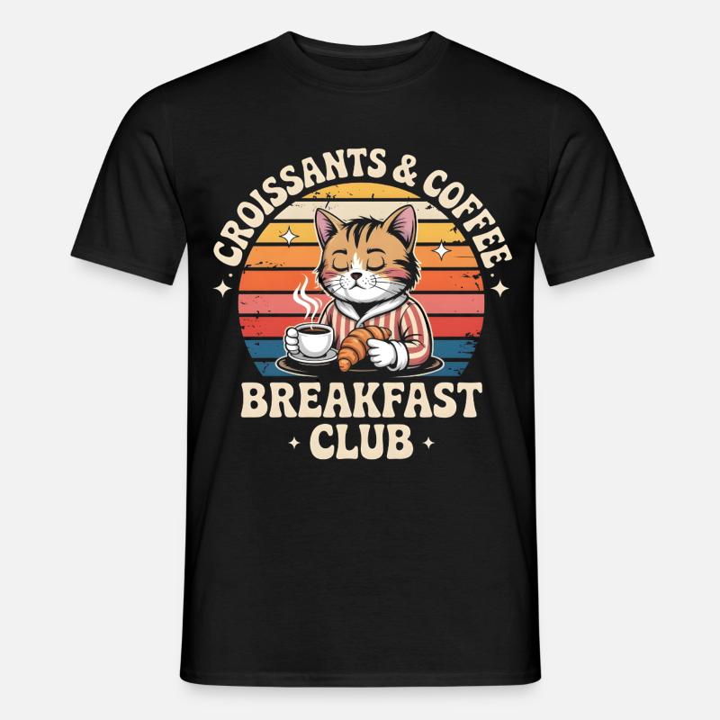 Katzenbrunch Retro Café - Männer T-Shirt - Schwarz