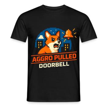 Aggro Drawn : Sonnette | Le chien aboie - T-shirt homme - noir - Devant - AI Model Male 178 light (178cm)