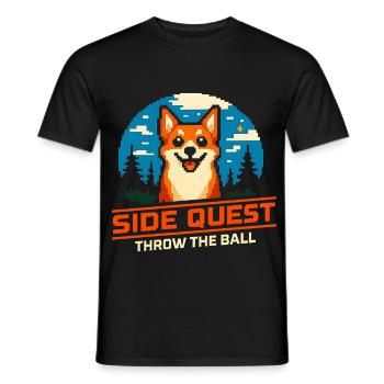 Nebenquest: Ball werfen | Hund Apportieren - Männer T-Shirt - Schwarz - Vorne - AI Model Male 178 light (178cm)