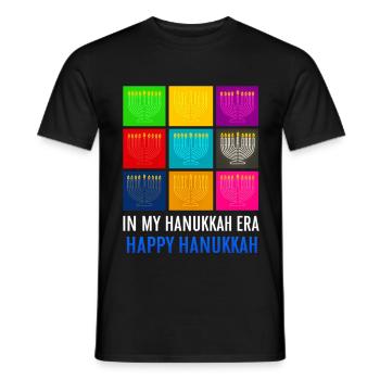 Ugly Jewish Xmas In My Hanukkah Era Funny Hanukkah - Men's T-Shirt - black - Front - AI Model Male 178 light (178cm)