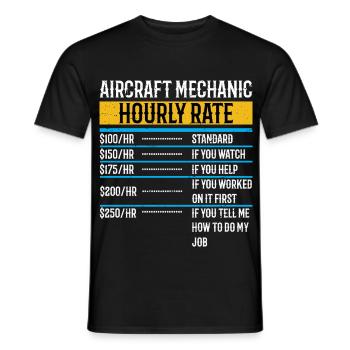 Technicien d’aéronef Taux horaire Avion Avion - T-shirt homme - noir - Devant - AI Model Male 178 light (178cm)