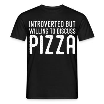 Introvert but Pizza Fan - Men's T-Shirt - black - Front - AI Model Male 178 light (178cm)