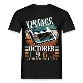 October 1965 Gift 1965 Birthday October 1965 - Men's T-Shirt - black - Front - AI Model Male 178 light (178cm)