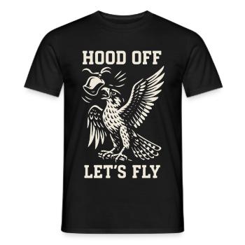 Capuche de faucon Off Let’s Fly Falconry Adventure - T-shirt homme - noir - Devant - AI Model Male 178 light (178cm)