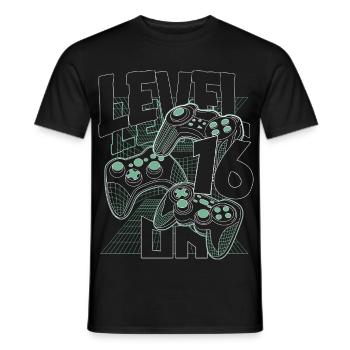 Level Up Retro Controller Graphic 16th Birthday - Men's T-Shirt - black - Front - AI Model Male 178 light (178cm)