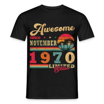 November 1970 Original Edition Vintage November - Men's T-Shirt - black - Front - AI Model Male 178 light (178cm)