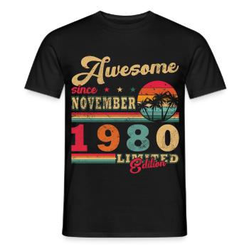 november 1980 Geburtstag november 1980 - Männer T-Shirt - Schwarz - Vorne - AI Model Male 178 light (178cm)