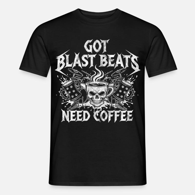 Kaffee trifft Blastbeats - Männer T-Shirt - Schwarz