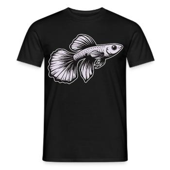 Weißer Guppy Design – Aquarium Fisch - Männer T-Shirt - Schwarz - Vorne - AI Model Male 178 light (178cm)