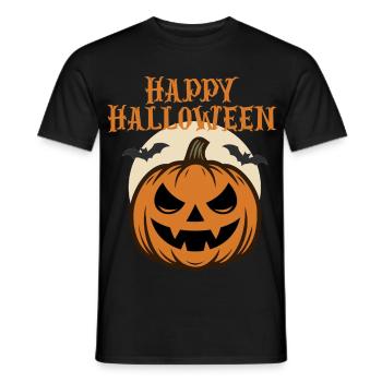 Joyeux Halloween citrouille avec des chauves-souris - T-shirt homme - noir - Devant - AI Model Male 178 light (178cm)