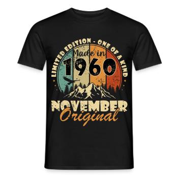 november 1960 birthday november 1960 - Men's T-Shirt - black - Front - AI Model Male 178 light (178cm)