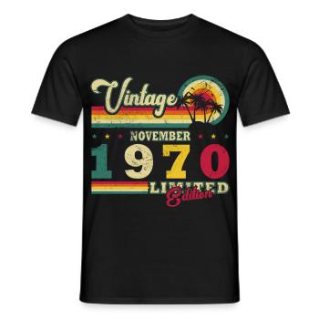 Novembre 1970 Cadeau d’anniversaire. Novembre 1970 - T-shirt homme - noir - Devant - AI Model Male 178 light (178cm)