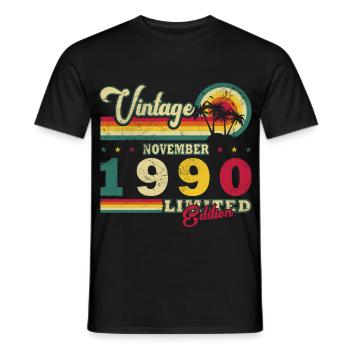 November 1990 Jubilee 1990 November 1990 - Men's T-Shirt - black - Front - AI Model Male 178 light (178cm)
