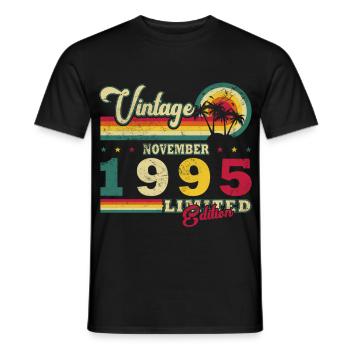 November 1995 Original Edition Vintage November - Men's T-Shirt - black - Front - AI Model Male 178 light (178cm)