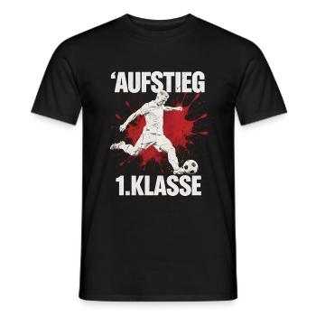 Aufstieg 1. Klasse Schulanfang Fußball Rot  - Männer T-Shirt - Schwarz - Vorne - AI Model Male 178 light (178cm)