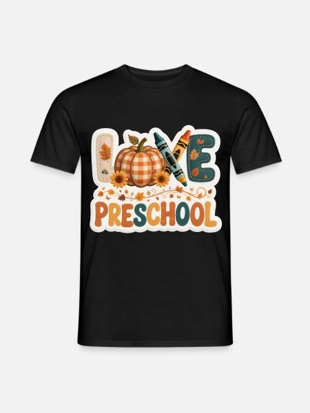 Love Preschool Thanksgiving Fall Leaves Teacher - Männer T-Shirt - Schwarz