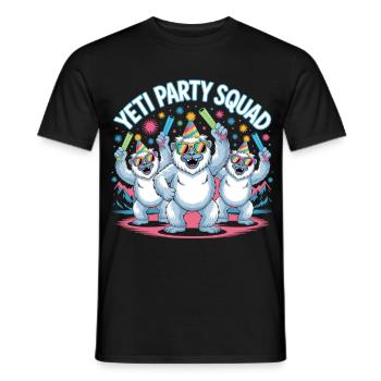 Yeti Party Squad – Funny Winter Party Shirt - Men's T-Shirt - black - Front - AI Model Male 178 light (178cm)