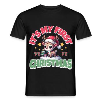 Conception de rennes pour Noël et l’hiver - T-shirt homme - noir - Devant - AI Model Male 178 light (178cm)