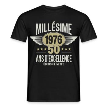 Vintage 1976 50 Years of Excellence Limited Edition - Men's T-Shirt - black - Front - AI Model Male 178 light (178cm)