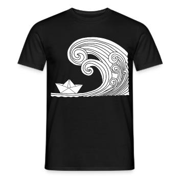 Paper Boat und Weißer Ozean - Männer T-Shirt - Schwarz - Vorne - AI Model Male 178 light (178cm)
