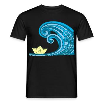 Paper Boat & Ocean - Men's T-Shirt - black - Front - AI Model Male 178 light (178cm)