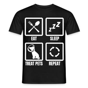 Manger Dormir Traiter les animaux de compagnie Répéter - T-shirt homme - noir - Devant - AI Model Male 178 light (178cm)