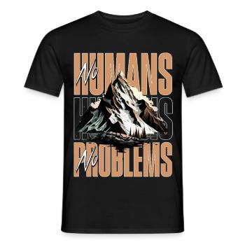 Pas d’humains, pas de problèmes – Randonnée Montagnes, Nature - T-shirt homme - noir - Devant - AI Model Male 178 light (178cm)