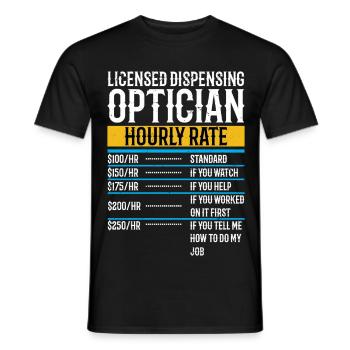 Licensed Dispensing Optician Vintage Hourly Rate - Men's T-Shirt - black - Front - AI Model Male 178 light (178cm)