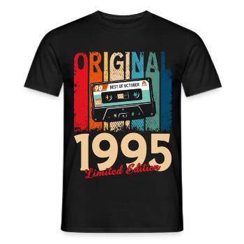 Cassette du 30e anniversaire, octobre 1995 - T-shirt homme - noir - Devant - AI Model Male 178 light (178cm)
