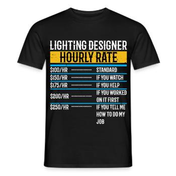 Concepteur d’éclairage Taux horaire Funny Lighting - T-shirt homme - noir - Devant - AI Model Male 178 light (178cm)