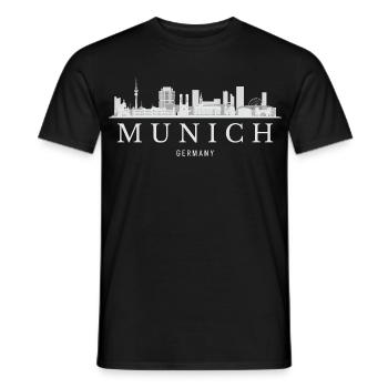 Munich Skyline, Munich Germany - Men's T-Shirt - black - Front - AI Model Male 178 light (178cm)