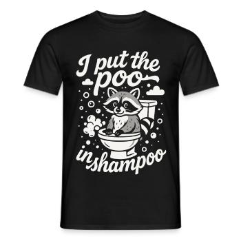Ich stecke den in Shampoo Lustiger Waschbär Humor - Männer T-Shirt - Schwarz - Vorne - AI Model Male 178 light (178cm)