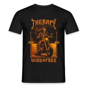 Therapie ist teuer Wind ist kostenlos Biker Schädel - Männer T-Shirt - Schwarz - Vorne - AI Model Male 178 light (178cm)