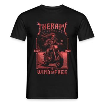 Therapie ist teuer Wind ist kostenlos Biker Schädel - Männer T-Shirt - Schwarz - Vorne - AI Model Male 178 light (178cm)