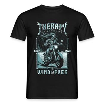 Therapie ist teuer Wind ist kostenlos Biker Schädel - Männer T-Shirt - Schwarz - Vorne - AI Model Male 178 light (178cm)