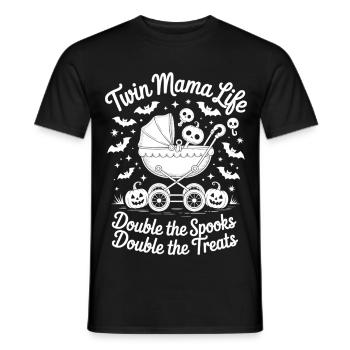 Twin Mama Life Double the Spooks Treats Halloween - Men's T-Shirt - black - Front - AI Model Male 178 light (178cm)